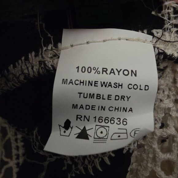 NWT Anthropologie Kindred 2X Black Ivory Embroidery Boho Kimono Cardigan Crochet - Picture 11 of 12